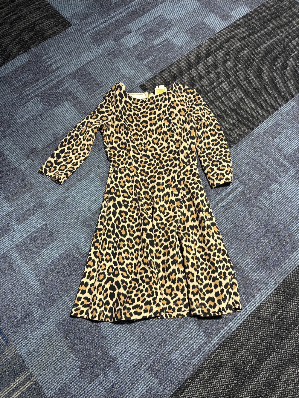 Leopard Print women’s Dress - Tan & Black Long Sleeve